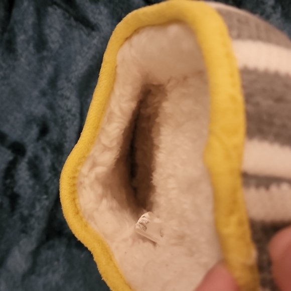 GREY AND WHITE STRIPED KNIT SLIPPER WITH FLEECE INSTEP - Picture 4 of 6